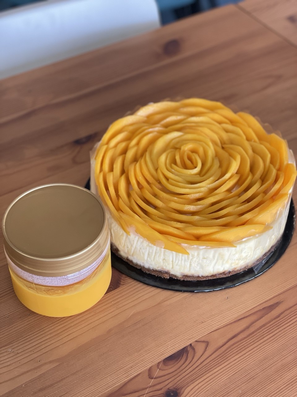 Mango Cheesecake Rose with Sauce